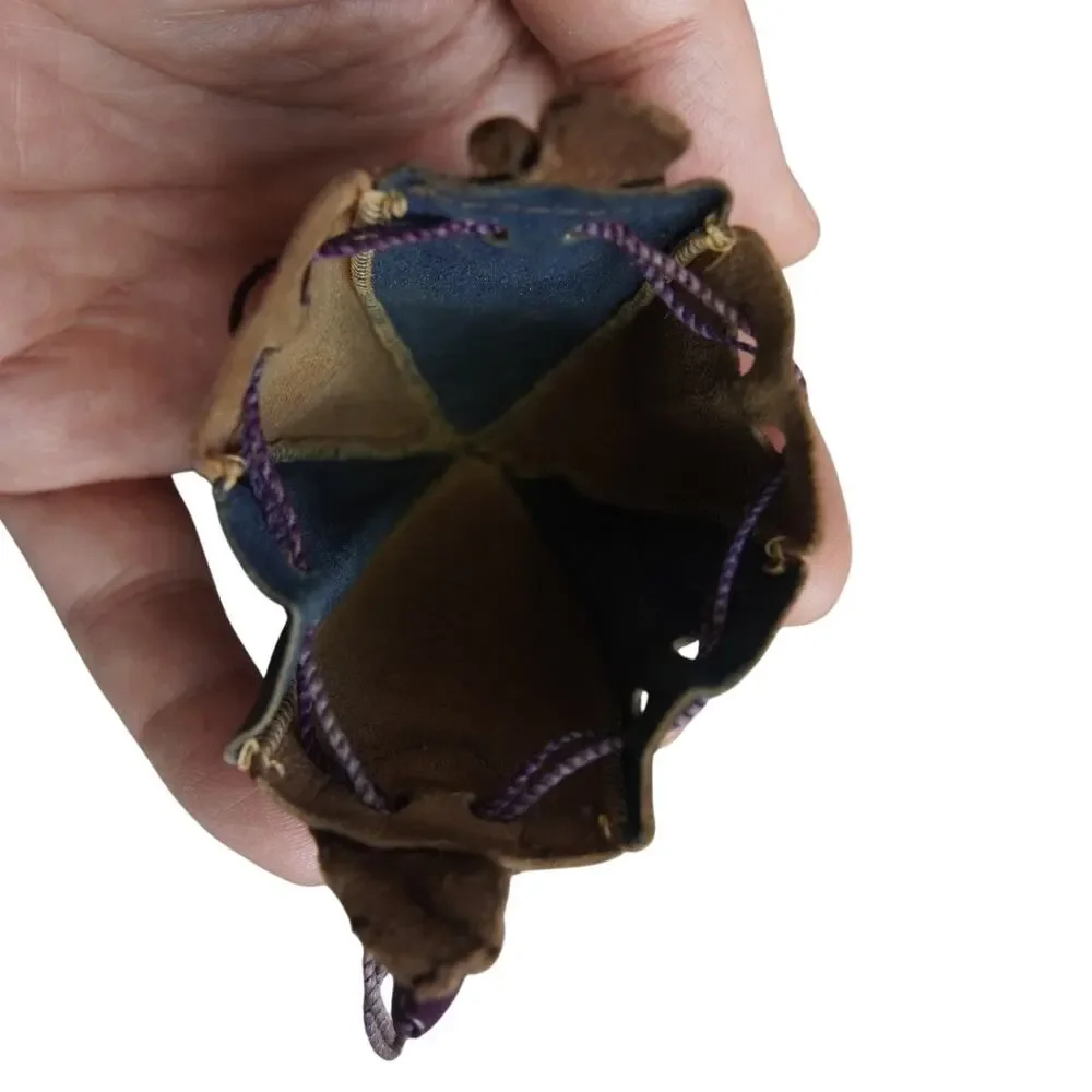 Vintage Mini Leather Coin Purse Moroccan Style Folding Pouch Tassel 4.5